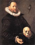 HALS, Frans Portrait of a Man Holding a Skull s Spain oil painting artist